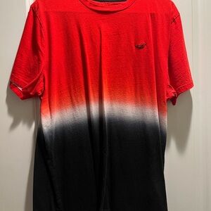 Hollister Red and Black Gradient Short Sleeve Tee